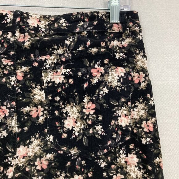 Club Monaco Black Multi Color Floral Corduroy Slim Pants size 10 - Picture 8 of 12